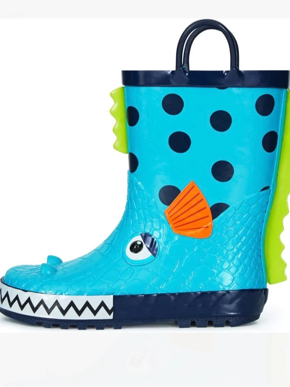 Kushyshoo Rubber Big Kids Rain Boots Piranha 3D Cartoon Rain Boots! Size 1